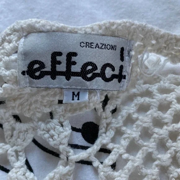 Creazioni Effeci Vintage Long Sleeved Crochet Knit Floral Shirt Sweater - Picture 5 of 7